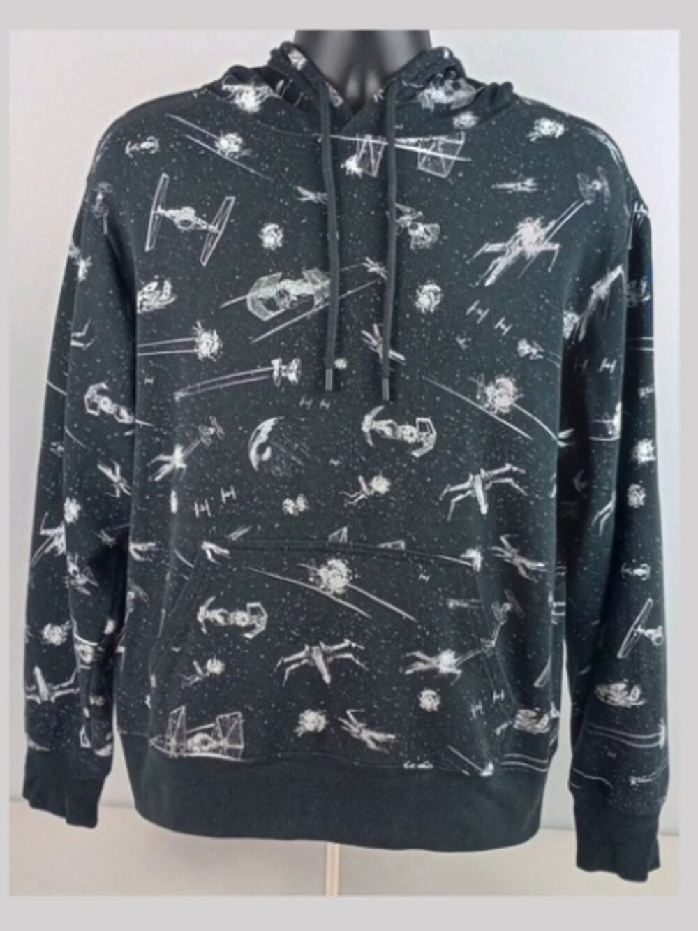 Official Star Wars Hoodie Sweatshirt All Over Print Space Ships Men's Small